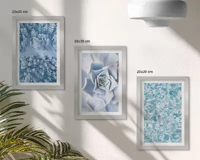 Gallery wall Winterbos met blauwe bloemen en wateroppervlak