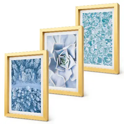 Gallery wall Winterbos met blauwe bloemen en wateroppervlak