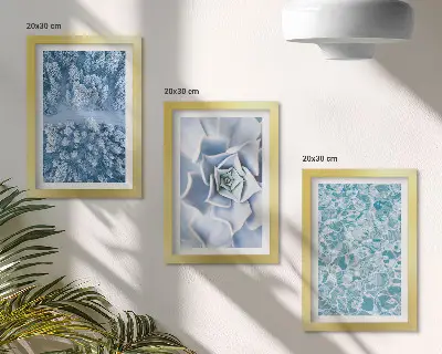 Gallery wall Winterbos met blauwe bloemen en wateroppervlak
