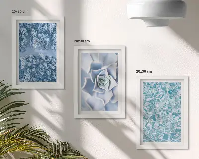 Gallery wall Winterbos met blauwe bloemen en wateroppervlak