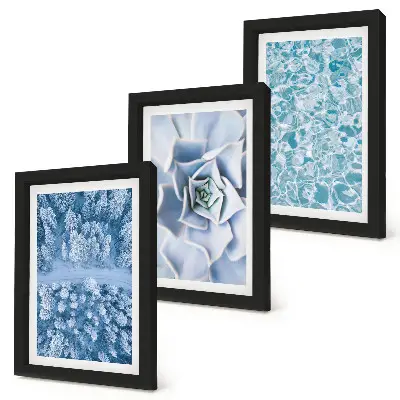 Gallery wall Winterbos met blauwe bloemen en wateroppervlak
