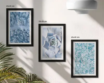 Gallery wall Winterbos met blauwe bloemen en wateroppervlak