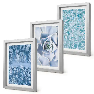Gallery wall Winterbos met blauwe bloemen en wateroppervlak