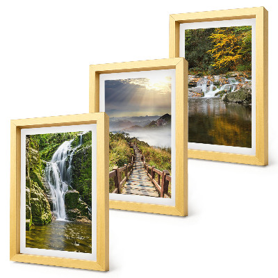 Set van ingelijste schilderijen Watervallen, bergen, wolkenpaden en herfstgezichten