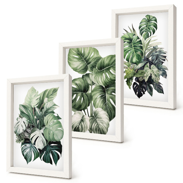 Gallery wall Groene bladeren van tropische planten, aquarelverf