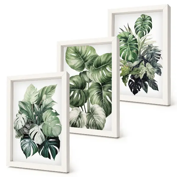 Gallery wall met tropische bladeren in aquarelverf