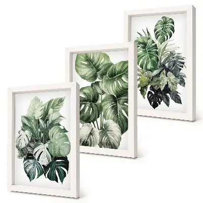 Gallery wall met tropische bladeren in aquarelverf