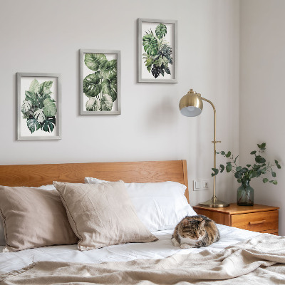 Gallery wall Groene bladeren van tropische planten, aquarelverf