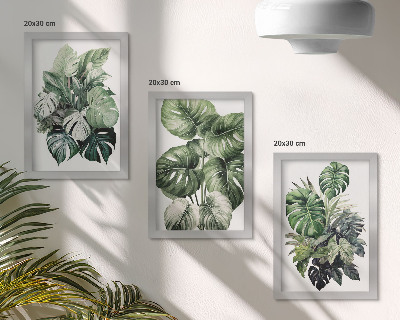 Gallery wall Groene bladeren van tropische planten, aquarelverf