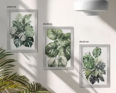 Gallery wall met tropische bladeren in aquarelverf