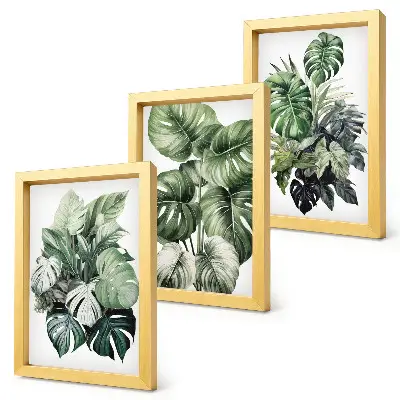 Gallery wall met tropische bladeren in aquarelverf