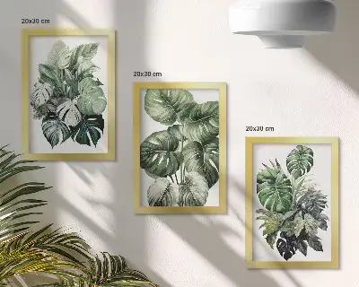 Gallery wall met tropische bladeren in aquarelverf