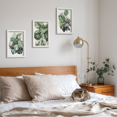 Gallery wall Groene bladeren van tropische planten, aquarelverf