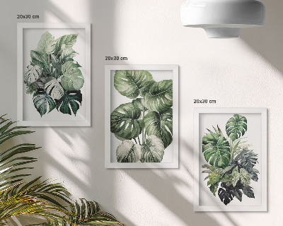 Gallery wall Groene bladeren van tropische planten, aquarelverf