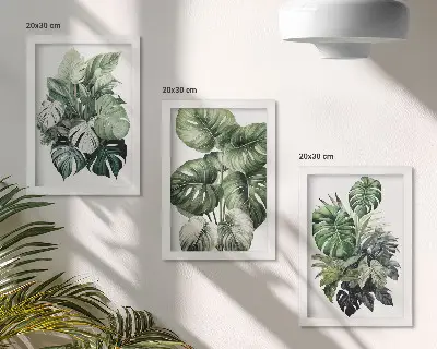 Gallery wall met tropische bladeren in aquarelverf