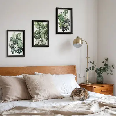 Gallery wall met tropische bladeren in aquarelverf