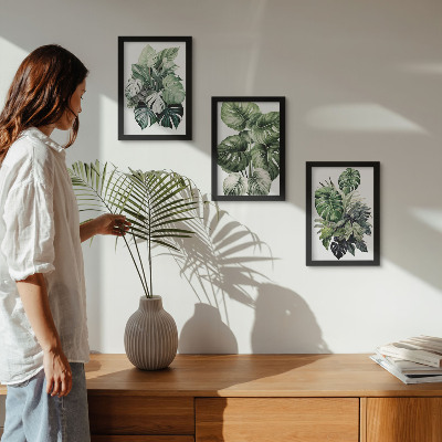 Gallery wall Groene bladeren van tropische planten, aquarelverf