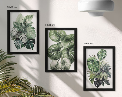 Gallery wall Groene bladeren van tropische planten, aquarelverf