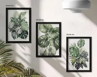 Gallery wall met tropische bladeren in aquarelverf