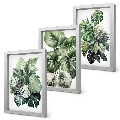 Gallery wall met tropische bladeren in aquarelverf