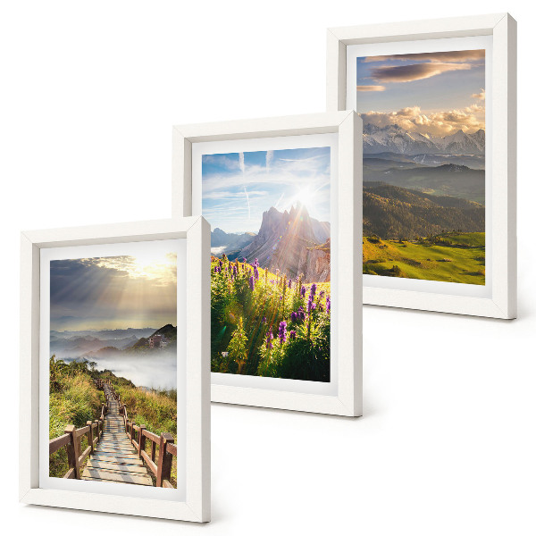 Gallery wall Berglandschappen met bloemen, lucht en pad