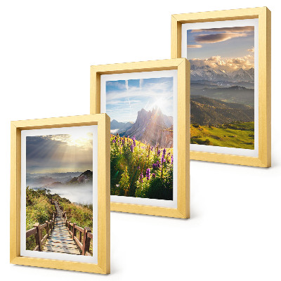 Gallery wall Berglandschappen met bloemen, lucht en pad