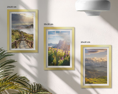 Gallery wall Berglandschappen met bloemen, lucht en pad