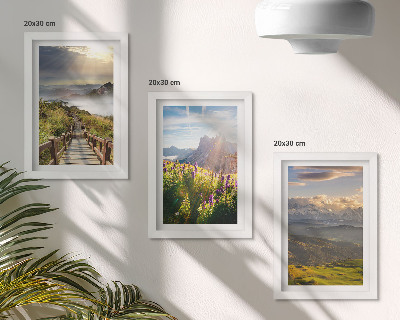 Gallery wall Berglandschappen met bloemen, lucht en pad