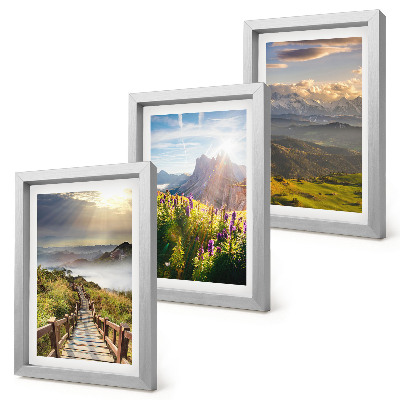 Gallery wall Berglandschappen met bloemen, lucht en pad