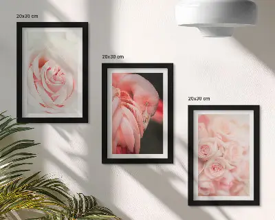 Set van ingelijste schilderijen met pastelroze flamingo's in delicate tinten