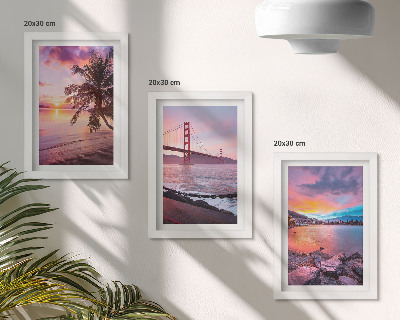 Gallery wall Zonsondergangen boven de brug en het waterlandschap