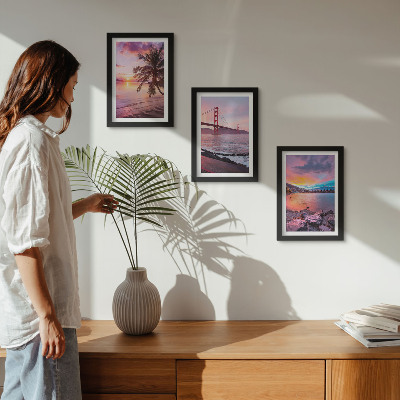 Gallery wall Zonsondergangen boven de brug en het waterlandschap