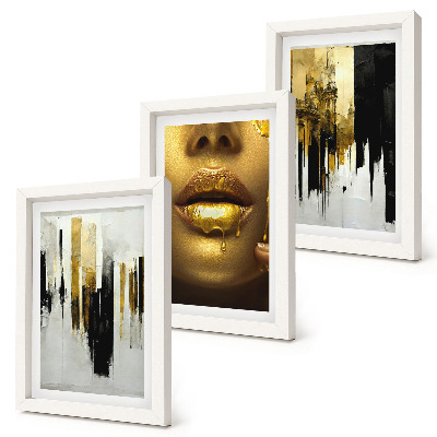Set van ingelijste schilderijen Abstracte schilderkunst en portret van een vrouw
