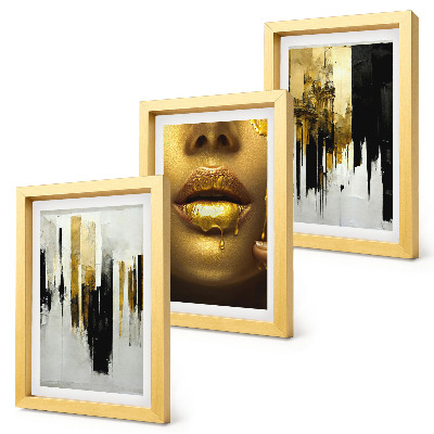Set van ingelijste schilderijen Abstracte schilderkunst en portret van een vrouw