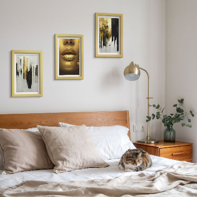 Set van ingelijste schilderijen Abstracte schilderkunst en portret van een vrouw