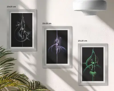 Gallery wall met abstracte patronen in zwart- en kleurtinten