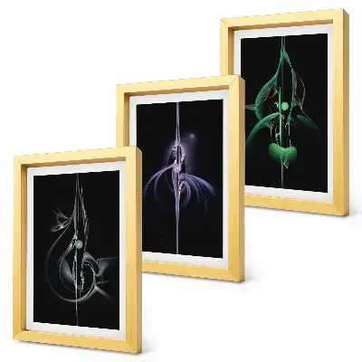 Gallery wall met abstracte patronen in zwart- en kleurtinten