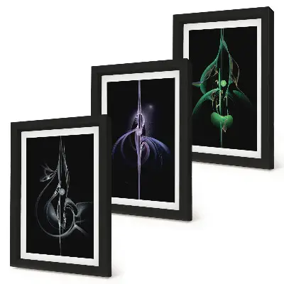 Gallery wall met abstracte patronen in zwart- en kleurtinten