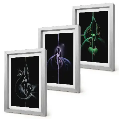 Gallery wall met abstracte patronen in zwart- en kleurtinten