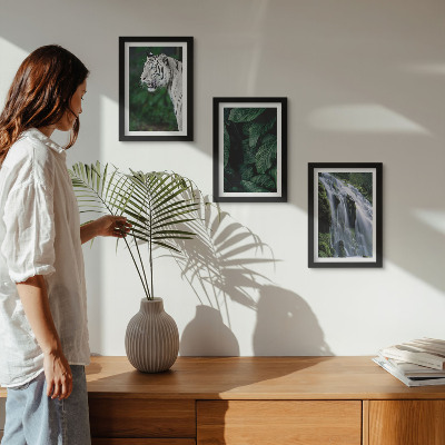 Gallery wall Witte tijgerbladeren en een waterval in een natuurlijke omgeving