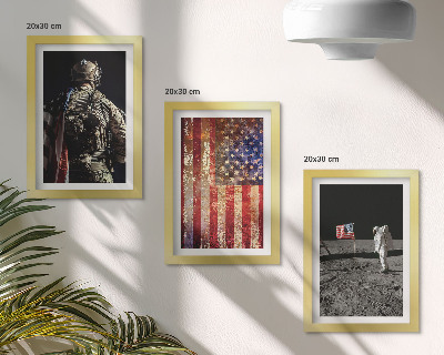 Set van ingelijste schilderijen Amerikaanse nationale symbolen, de vlag van de VS