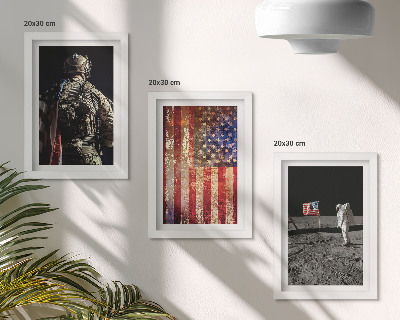 Set van ingelijste schilderijen Amerikaanse nationale symbolen, de vlag van de VS
