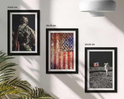 Set van ingelijste schilderijen Amerikaanse nationale symbolen, de vlag van de VS