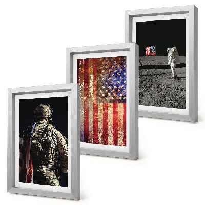 Set van ingelijste schilderijen Amerikaanse nationale symbolen, de vlag van de VS