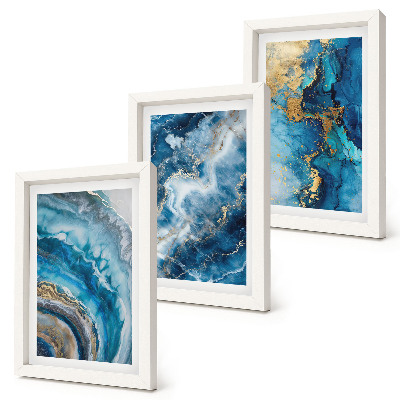 Gallery wall Blauwe abstracte patronen in drie schilderijen
