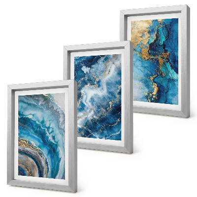 Gallery wall Blauwe abstracte patronen in drie schilderijen
