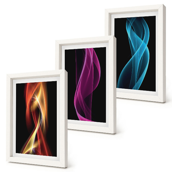 Gallery wall Golven van kleurrijke neonlijnen op een donkere achtergrond