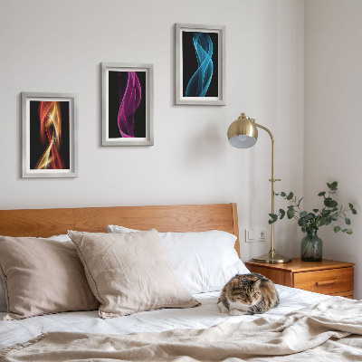 Gallery wall Golven van kleurrijke neonlijnen op een donkere achtergrond