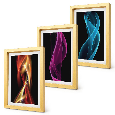 Gallery wall Golven van kleurrijke neonlijnen op een donkere achtergrond