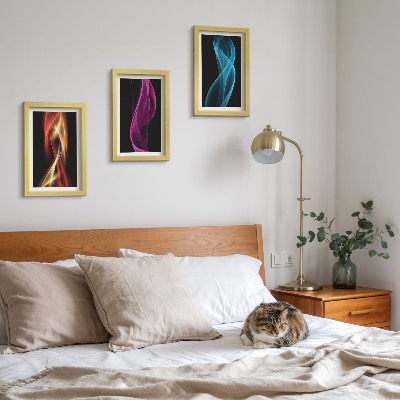 Gallery wall Golven van kleurrijke neonlijnen op een donkere achtergrond